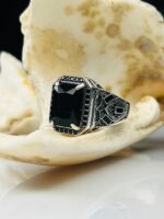 BLACK ZIRCON TURKISH SILVER RING #154 - Image 4