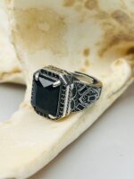 BLACK ZIRCON TURKISH SILVER RING #154