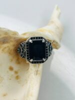 BLACK ZIRCON TURKISH SILVER RING #154 - Image 3