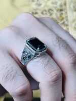 BLACK ZIRCON STONE TURKISH 925 SILVER RING #153 - Image 2