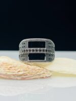 BLACK ZIRCON STONE TURKISH 925 SILVER RING #153 - Image 4
