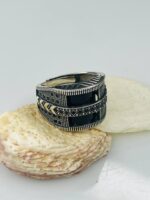 BLACK ZIRCON STONE TURKISH 925 SILVER RING #153 - Image 3