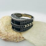 BLACK ZIRCON STONE TURKISH 925 SILVER RING #153