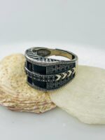 BLACK ZIRCON STONE TURKISH 925 SILVER RING #153