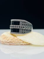 BLACK ZIRCON STONE TURKISH 925 SILVER RING #153 - Image 6