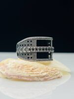BLACK ZIRCON STONE TURKISH 925 SILVER RING #153 - Image 7
