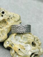 ROPE TEXTURE TURKISH SILVER FREE SIZE BAND RING #150