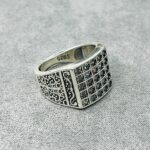 RECTANGULAR Turkish WHITE ZIRCON SILVER RING #149