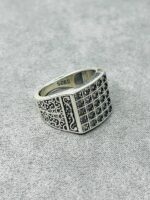 RECTANGULAR Turkish WHITE ZIRCON SILVER RING #149