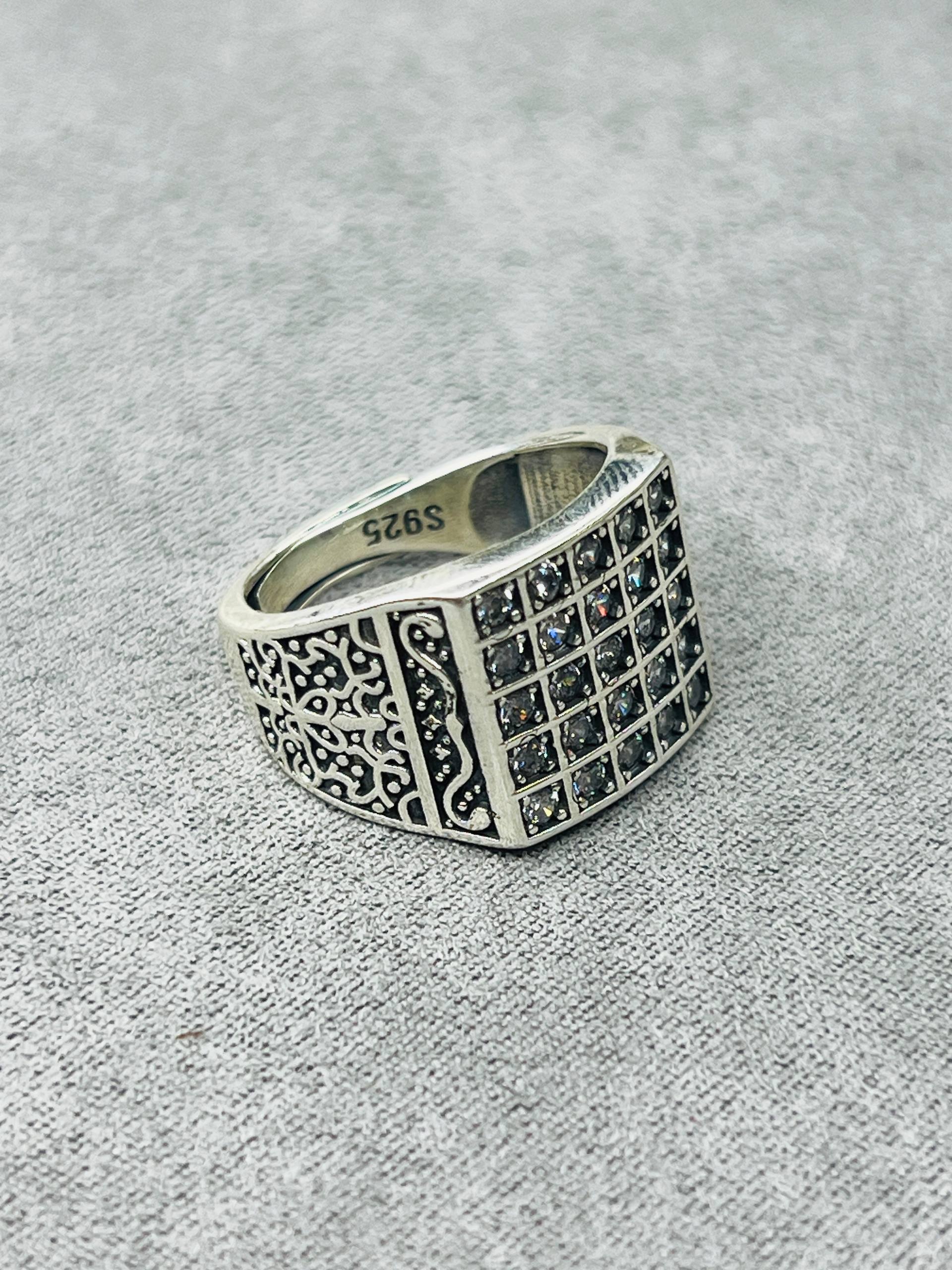 photo_2026-05-11_17-39-47 RECTANGULAR Turkish WHITE ZIRCON SILVER RING #149 - Image 1