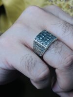 RECTANGULAR Turkish WHITE ZIRCON SILVER RING #149 - Image 2