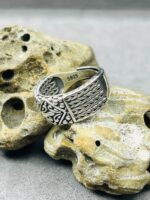 ROPE TEXTURE TURKISH SILVER FREE SIZE BAND RING #150 - Image 4