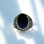 Black Onyx Stone Silver Ring #169