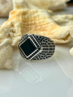 Raven’s Wing Onyx Stone Silver Ring #182 - Image 3