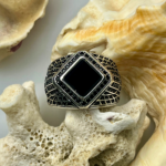 Raven’s Wing Onyx Stone Silver Ring #182