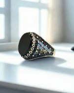 Black Onyx Stone Silver Ring #169 - Image 3