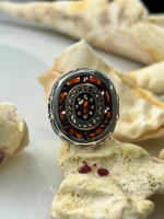 Solar Astrolabe Zircon Stone Silver Ring #184 - Image 4