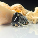 The Grand Vizier Black Aqeeq Silver Ring #171
