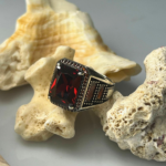 Magma Zircon Stone Silver Ring #178