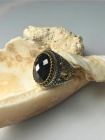 The Crimson Dagger Black Zircon Silver Ring #172