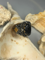 Byazantine Shield Black Aqeeq Silver Ring #173 - Image 4
