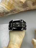 The Zulfiqar Signet Black Zircon Stone Silver Ring #174 - Image 2