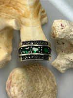 Anatolian Moss Green Zircon Stone Silver Ring #175 - Image 3