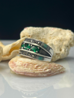 Anatolian Moss Green Zircon Stone Silver Ring #175 - Image 4