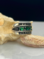 Anatolian Moss Green Zircon Stone Silver Ring #175