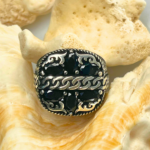 Obsidian Crest Zircon Stone Silver Ring #176