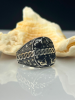 Obsidian Crest Zircon Stone Silver Ring #176 - Image 2