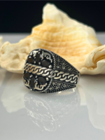 Obsidian Crest Zircon Stone Silver Ring #176 - Image 3
