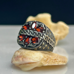 Crimson Crest Zircon Stone Silver Ring #177