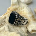 Black Onyx Stone Silver Ring #170