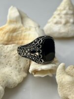 Black Onyx Stone Silver Ring #170 - Image 3