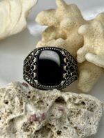 Black Onyx Stone Silver Ring #170 - Image 2