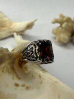 Bloodstone Dynasty Red Zircon Silver Ring #196 - Image 3
