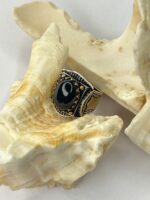 Midnight Vizier Black Agate Stone Silver Ring #197 - Image 2