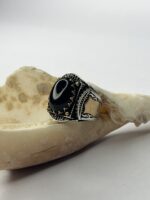Midnight Vizier Black Agate Stone Silver Ring #197 - Image 4