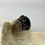 Midnight Vizier Black Agate Stone Silver Ring #197