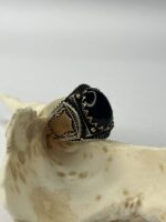 Midnight Vizier Black Agate Stone Silver Ring #197