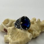 Poseidon's Crown Blue Zircon Silver Ring #198