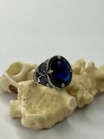 Poseidon's Crown Blue Zircon Silver Ring #198