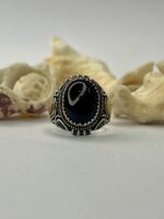 ECLIPSE of THE SULTAN Black Agate Silver Ring #201 - Image 2