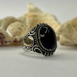 ECLIPSE of THE SULTAN Black Agate Silver Ring #201