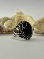 ECLIPSE of THE SULTAN Black Agate Silver Ring #201