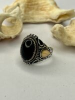 ECLIPSE of THE SULTAN Black Agate Silver Ring #201 - Image 3