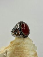 Spartan Hearth Aqeeq Stone Silver Ring #199
