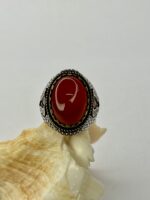 Spartan Hearth Aqeeq Stone Silver Ring #199 - Image 3