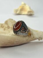 Spartan Hearth Aqeeq Stone Silver Ring #199 - Image 2
